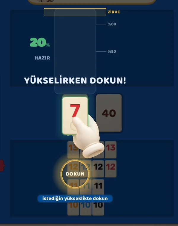 Bitiş anı: son taşı masaya vurmak için yükselirken dokun göstergesi