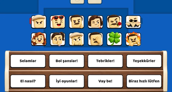 Masa tepkileri: emojiler ve Selamlar, Bol şanslar gibi hazır mesajlar