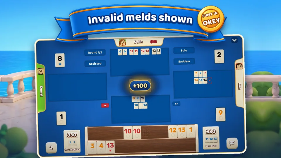 Invalid meld: the wrongly opened tiles are shown to everyone in the middle of the table