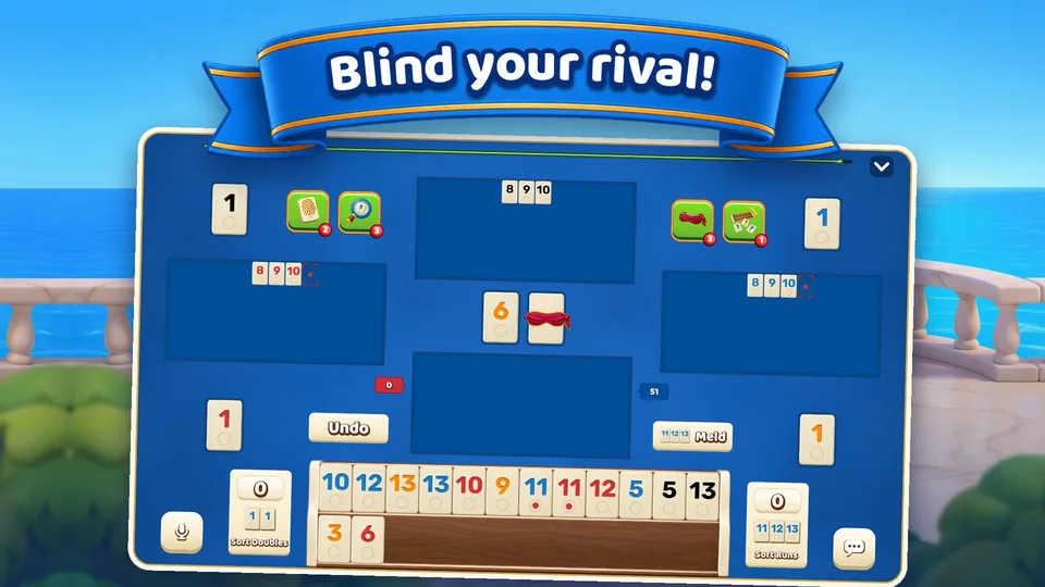 Blind: a blindfold over the number of tiles left in the deck