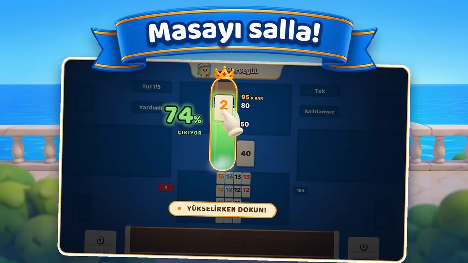 Bitiş vuruşu: son taş yükselirken doğru anda dokunma göstergesi