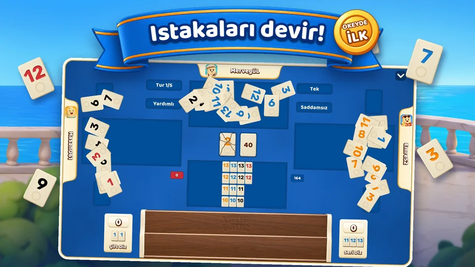 Istaka Devirme: rakiplerin ıstakaları devrilir, taşlar masaya saçılır